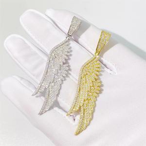 Pendentif Plume en Argent Sterling 925 avec Moissanite VVS, style Hip Hop Iced Out, passe le testeur de diamants - Product Image 1