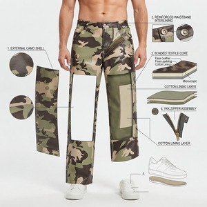 Men’s <b>Camouflage</b> <b>Cargo</b> <b>Pants</b> Wide Leg Loose Fit Camo Trousers Casual Streetwear <b>Pants</b> Wholesale Custom Logo Apparel - Product Image 4