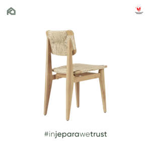 Chaise de restaurant moderne en bois massif avec dossier en corde tressée, mobilier de salle à manger écologique, style scandinave, pour extérieur et salon, Indonésie - Product Image 3