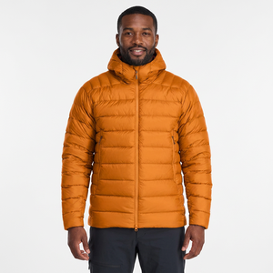 Veste d'hiver décontractée pour homme, orange, à capuche, rembourrée en duvet, coupe-vent, coupe régulière, fermeture éclair, coque en polyester uni - Product Image 6