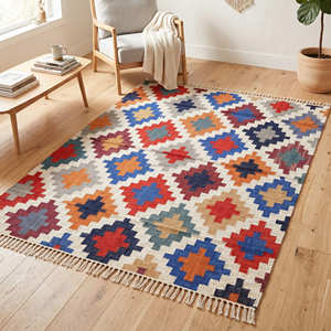 <b>Pastel</b> Cotton Kilim Area <b>Rug</b> for Nursery Kids Room Scandinavian Boho & Contemporary Interiors - Product Image 4