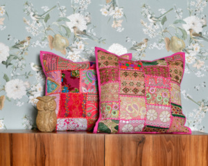Pure cotton handmade patchwork khambadia work cushion cover made by indian artisans from Jaipur India export quality home decor - Product Image 4