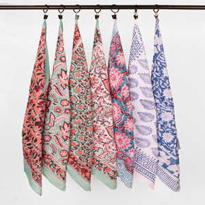 Pañuelo de Algodón Estampado a Mano con Diseño Floral Sanganeri para Mujeres y Hombres, Pañuelo Bohemio para la Cabeza, Transpirable, Ecológico, para el Cuello, la Muñeca o la Cintura - Product Image 5