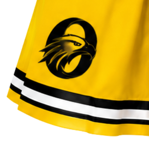 Yellow <b>Pleated</b> Cheerleading <b>Skirt</b> with <b>Black</b> White Stripe Trim Athletic Performance Uniform <b>Skirt</b> for Women and Girls Team Wear - Product Image 3