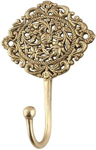Crochet mural vintage en aluminium sculpté à motif floral, simple niveau, résistant à la rouille, décoratif, pour vêtements, cuisine, armoire, salle de bain - Product Image 6
