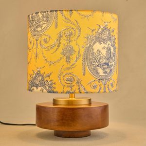 Lampe de table en bois de luxe avec abat-jour en tissu imprimé, lampe de chevet moderne pour salon, chambre à coucher, décoration de la maison - Product Image 3
