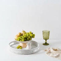 Plateau de service en rotin artisanal, plateau alimentaire tissé naturellement, fabricant en gros, personnalisé, écologique, pour la maison, le restaurant, la cuisine