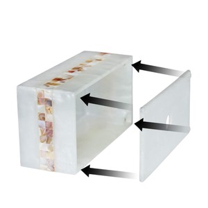 Caja de pañuelos rectangular de alta gama con incrustaciones de nácar y madera hecha a mano para decoración del hogar - Product Image 6