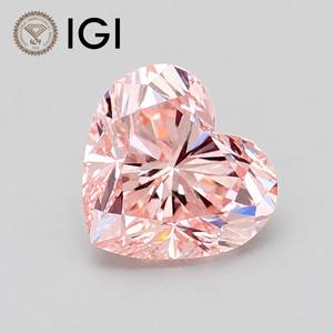 เพชรรูปหัวใจสีชมพูทรงหลวม ได้รับการรับรองจาก IGI เพชรสังเคราะห์จากห้องปฏิบัติการสำหรับทำเครื่องประดับ - Product Image 1