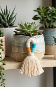 Frange à pompons en coton décorative avec perles colorées pour accessoires de sac - Product Image 2
