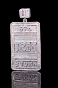 Pendentif personnalisé en acier inoxydable plaqué argent avec diamants glacés, style hip-hop, unisexe, par Ice Legacy - Product Image 2