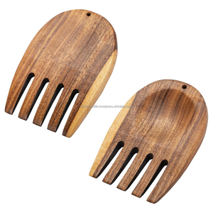 Elegant Solid Acacia Wood Salad Servers Set Efficient Metal Tools <b>for</b> Mixing Serving Wholesale - Product Image 1