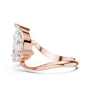 แหวนหมั้นเพชรทรงลูกแพร์สีโรสโกลด์ เพชรเลี้ยงในห้องปฏิบัติการ ดีไซน์แบบไขว้ แหวนแต่งงานแบบเปิดทันสมัยสำหรับผู้หญิง หรูหรา - Product Image 2