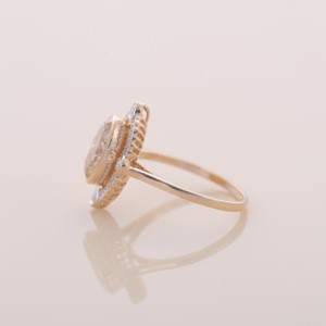 IGI Certified Oval Yellow Diamond Halo Engagement & Wedding <b>Ring</b> with Accent Diamonds in 14K Rose / White & Yellow Gold - Product Image 3