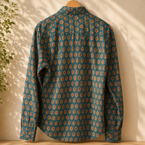 Chemise en coton imprimée au bloc, style Jaipur, manches longues, chemise florale indienne, prix de gros - Product Image 3