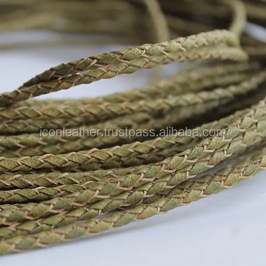 Haute qualité mode en gros tressé en cuir véritable cordons fil rond en cuir pour Bracelet et collier faisant cordon tressé