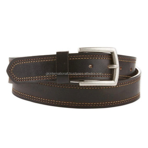 Logo personnalisé d'usine 4mm d'épaisseur ceinture en cuir véritable pour hommes en cuir de vachette pleine fleur de luxe vintage avec boucle en laiton massif - Product Image 5