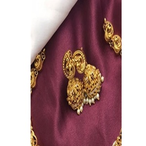 Ensemble collier et boucles d'oreilles de qualité supérieure, finition or antique, avec moissanite, pour cadeau de mariage, à porter en occasion spéciale, pour femmes - Product Image 2