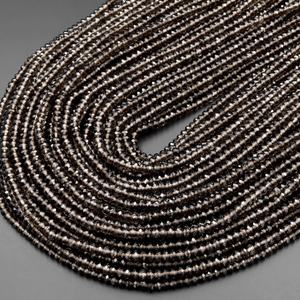 Perles de quartz fumé naturel facettées en forme de rondelle, en vrac, pour la fabrication de bijoux, certifiées IGI, Rajasthan ZUBEDA GEMS JEWELRY - Product Image 4