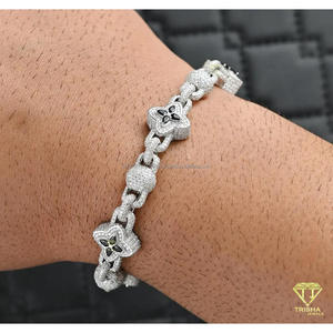 Pulsera de tenis de lujo clásica de oro rosa con eslabones de flor de diamantes cultivados en laboratorio, plata de ley 925, con diamantes VVS helados, aprobada por el probador, estilo Hip Hop - Product Image 4