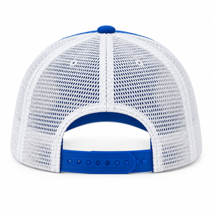 Casquette de baseball OEM personnalisée bleue et blanche en maille avec logo lettre appliqué en feutre, 6 panneaux, respirante, snapback, streetwear extérieur Y2K - Product Image 5