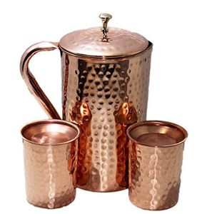 Ensemble de carafes en cuivre pour un usage quotidien haut de gamme, ensemble de service d'eau en métal avec verres, durable, réutilisable, pour la cuisine et la salle à manger. - Product Image 5