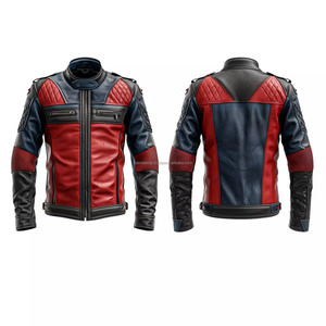 Veste en cuir de course de moto de style motard coupe ajustée en cuir de vachette vintage en cuir véritable véritable fabriqué - Product Image 3