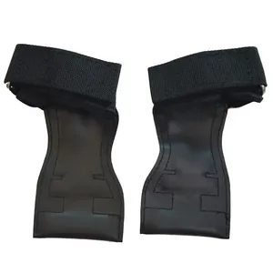 QASWA SPORTS Sangles de musculation en cuir noir avec logo personnalisé, support de poignet robuste pour soulevé de terre, fermeture avancée - Product Image 6