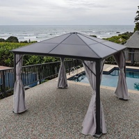 Pergola autonome à lames orientables avec structure en métal graphite et toit rigide pyramidal pour villas et jardins Lagoon