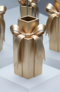 Caja de Regalo de Aluminio Dorado de Lujo, Recipiente Decorativo con Forma de Caja, Centro de Mesa Festivo Navideño, Figura Decorativa para Mesa, Adorno Decorativo para el Hogar - Product Image 2