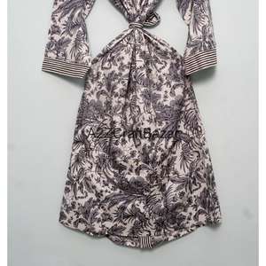 Al por mayor Bata de algodón de verano tipo kimono, largo hasta la rodilla, para dormir, blanca a rayas, de punto, calidad de exportación, para uso casual - Product Image 6