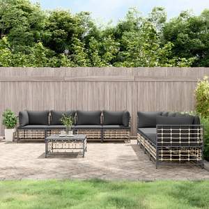 Ensemble de salon de jardin anthracite avec structure en métal et coussins, 6 places, mobilier d'extérieur au design contemporain - Product Image 1