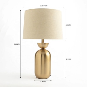 Lampe de table en métal Auric Capsule avec abat-jour en lin naturel, finition laiton brossé, lumière ambiante douce pour les espaces élégants - Product Image 5