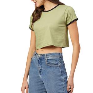 T-shirt court oversize pour femme, imprimé graphique personnalisé, en coton, décontracté, à manches courtes, coupe ample, été, vente en gros, OEM - Product Image 5