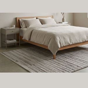 Handwoven Flat <b>Weave</b> Cotton Area Rug Grey Textured Stripe Pattern Washable Modern Living Room Bedroom Floor Carpet Decor - Product Image 2