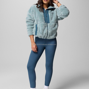 แจ็กเก็ตขนแกะสีฟ้ามีซิปสำหรับผู้หญิงเสื้อโค้ทลำลองสำหรับฤดูใบไม้ร่วงและฤดูหนาว - Product Image 2