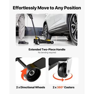 Cric de sol en acier pour course automobile, capacité 3 tonnes (6614 lb), profil bas, piston unique, pompe à levage rapide avec pédale - Product Image 6