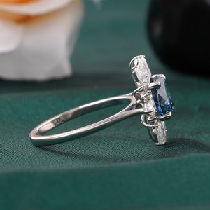 2.00 CT Fancy Blue Portuguese Cut Lab Grown Diamond <b>Ring</b> with Prong Setting 14K <b>Gold</b> Luxury Party <b>Cocktail</b> Statement - Product Image 4