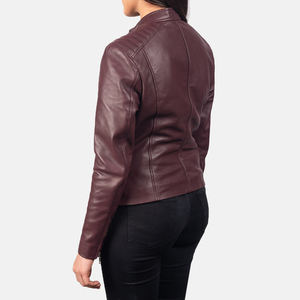 Chaqueta de Motocicleta de Cuero Sintético para Mujer, Transpirable, Manga Larga, Cierre de Cremallera, Solapa, Primavera Otoño, Forro de Seda Estampada - Product Image 4