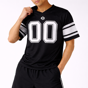 Jersey de Fútbol Americano Negro Oversize para Hombre, Transpirable, de Malla, Uniforme de Equipo Personalizado, Ropa Urbana, Venta al por Mayor, OEM, Jersey de Fútbol USA, MOQ Bajo - Product Image 3