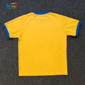 T-shirt Ringer pour Homme Personnalisé OEM avec Impression DTG et Patch <span class=keywords><strong>Jaune</strong></span>, 230 g/m², 100% Coton - Product Image 2