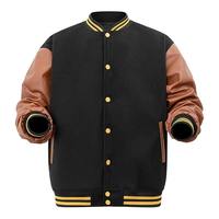 Veste universitaire noire pour homme 100 % coton respirant et écologique, col montant, boutonnée sur le devant, coupe classique, style décontracté hiver, couleur unie