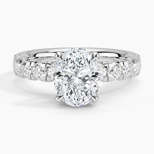Anillo BOJ 0128 Corte Ovalado Plata 925 Lujoso Anillo Solitario con Engaste Francés de Diamantes de 2ct Color D VVS1 Moissanita Certificado GRA - Product Image 1