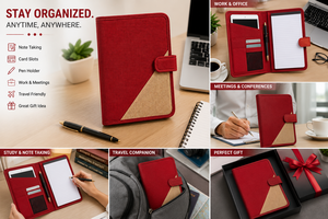 AMANI Red Jute Business Organizer with <b>Tablet</b> Pocket and <b>Pen</b> Holder H-14" W-11" Made in West Bengal - Product Image 6