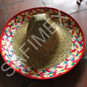 Chapeau de paille mexicain tissé à la main, sombrero mexicain pour fête, chapeau de paille à large bord avec ruban personnalisé - Product Image 5