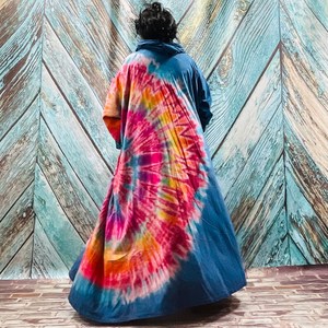 Prix d'usine, vente en gros, kimono 100% rayonne tie-dye, couverture de plage ample et confortable, veste d'été style bohème - Product Image 2