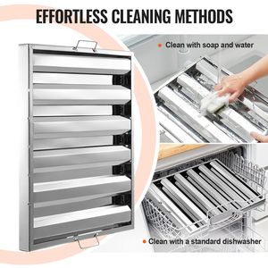 Filtro antigrasso commerciale a deflettore in acciaio inossidabile 24.5W X 19.5H per cappe da cucina di hotel e ristoranti - Product Image 5