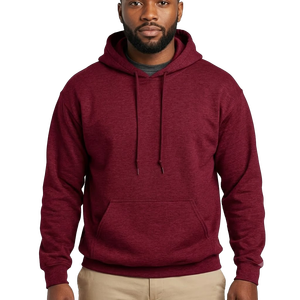 Sudadera con Capucha Color Granate para Hombre, 100% Algodón Felpa, Corte Regular Informal, Diseño con Bolsillos, Ropa de Otoño - Product Image 1