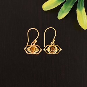Natural Tiger Eye Gemstone Gold Plated 925 Sterling <b>Silver</b> <b>Drop</b> <b>Earrings</b> Stylish Minimalist for Women - Product Image 1