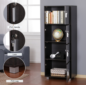 Armoire de rangement minimaliste à 4 niveaux avec serrures et pieds pour appartement Modèle 4DLF (Wengé) - Product Image 2